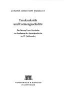 Tendenzkritik und Formengeschichte by Johann-Christoph Emmelius