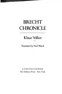 Cover of: Brecht chronicle. by Klaus Völker