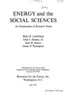 Cover of: Energy and the social sciences: an examination of research needs