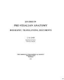 Cover of: Studies in pre-Vesalian anatomy: biography, translations, documents