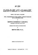Cover of: An Old Zand-Pahlavi glossary.