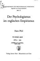 Cover of: Der Psychologismus im englischen Empirismus.
