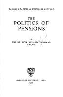 The politics of pensions : Eleanor Rathbone memorial lecture [delivered on 14 May 1971 in the University of Sheffield]