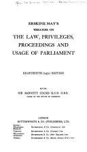 Erskine May's treatise on the law, privileges, proceedings and usage of Parliament