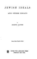Cover of: Jewish ideals, and other essays.