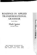 Cover of: Readings in applied transformational grammar. by Mark Lester