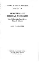 Cover of: Semantics in Biblical research: new methods of defining Hebrew words for salvation