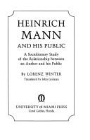 Cover of: Heinrich Mann and his public | Lorenz Winter
