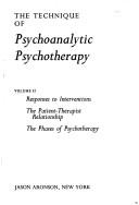 Cover of: The technique of psychoanalytic psychotherapy