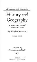 History and geographya bibliography of bibliographies by Theodore Besterman
