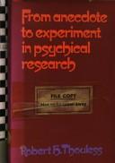 Cover of: From anecdote to experiment in psychical research