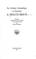 Cover of: La critique dramatique et littéraire de Malte-Brun.