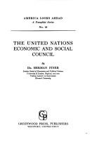 Cover of: The United Nations Economic and Social Council.