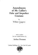Cover of: Amendments of Mr. Collier's false and imperfect citations.