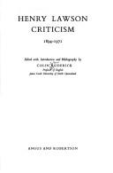 Cover of: Henry Lawson criticism, 1894-1971