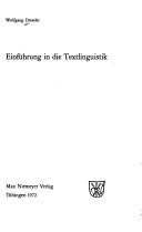 Cover of: Einführung in die Textlinguistik