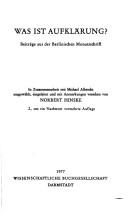 Cover of: Was ist Aufklärung?: Beitr. aus d. Berlinischen Monatsschrift