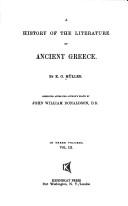 Cover of: History of the literature of ancient Greece, to the period of Isocrates