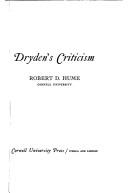 Cover of: Dryden's criticism