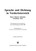 Cover of: Sprache und Dichtung in Vorderösterreich: Elsass, Schweiz, Schwaben, Vorarlberg, Tirol : ein Symposium für Achim Masser zum 65. Geburtstag am 12. Mai 1998