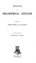 Cover of: Essays in philosophical criticism.