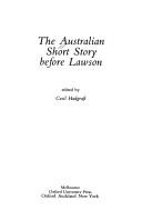 Cover of: The Australian short story before Lawson