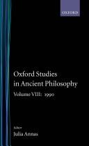 Cover of: Oxford Studies in Ancient Philosophy: Volume VIII: 1990 (Oxford Studies in Ancient Philosophy)