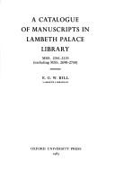 A catalogue of manuscripts in Lambeth Palace Library : MSS. 2341-3119 (excluding MSS. 2690-2750)