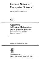 Cover of: Algorithms in modern mathematics and computer science: proceedings, Urgench, Uzbek SSR, September 16-22, 1979