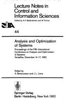Cover of: Analysis and optimization of systems | International Conference on Analysis and Optimization of Systems (5th 1982 Versailles, France)