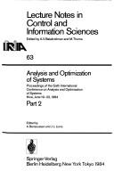 Cover of: Analysis and Optimization of Systems, Part 2