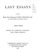 Last essays by F. Max Müller
