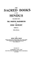 Cover of: The positive background of Hindu sociology.