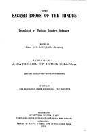 Cover of: A Catechism of Hindu Dharma (Sacred Books of the Hindus No. 3)