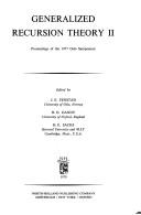 Generalized recursion theory II : proceedings of the 1977 Osio Symposium