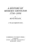Cover of: A history of modern criticism: 1750-1950.