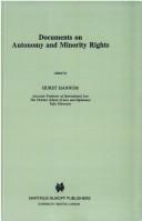 Cover of: Basic Documents on Autonomy and Minority Rights