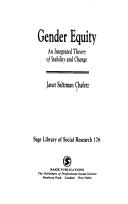 Gender equity : an integrated theory of stability and change