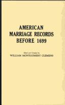 Cover of: American marriage records before 1699
