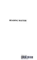 Cover of: Reading matter: multidisciplinary perspectives on material culture