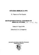 Cover of: Studia Biblica 1978 II: Papers on the Gospels (JSNT Supplement)
