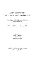 Cover of: Acta Conventus Neo-Latini Guelpherbytani by International Congress of Neo-Latin Studies (6th 1985 Wolfenbüttel, Germany)