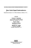 Cover of: Rare Earth Doped Semiconductors | Gernot S. Pomrenke