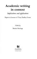 Academic writing in context : implications and applications : papers in honour of Tony Dudley-Evans