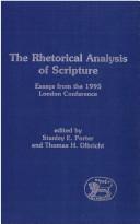 Cover of: The Rhetorical Analysis of Scripture: Essays from the 1995 London Conference (Jsnt Supplement Series, 146)