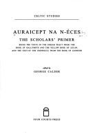 Cover of: Auraicept Na N-eces: The Scholars' Primer (Celtic studies)