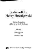 Cover of: Festschrift for Henry Hoenigswald: on the occasion of his seventieth birthday