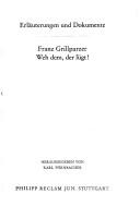 Cover of: Franz Grillparzer, Weh dem, der lügt!