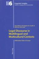 Cover of: Legal Discourse in Multilingual and Multicultural Contexts: Arbitration Texts in Europe (Linguistic Insights)
