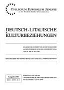 Deutsch-litauische Kulturbeziehungen by Kolloquium "Deutsch-litauische Kulturbeziehungen" (1994 Jena, Germany)